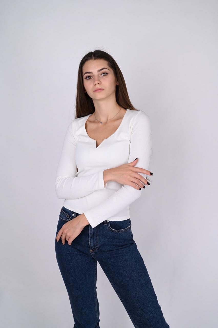 Пуловер жіночий з V-вирізом білий 2260 (2000000022741), фото 1