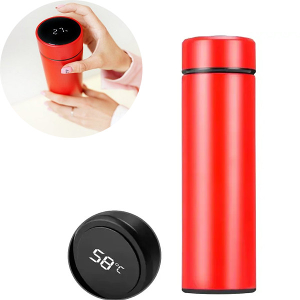 Розумний термос з індикатором температури Червоний, фото 1