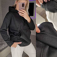 Тепла жіноча худі на флісі з капюшоном і кишенею