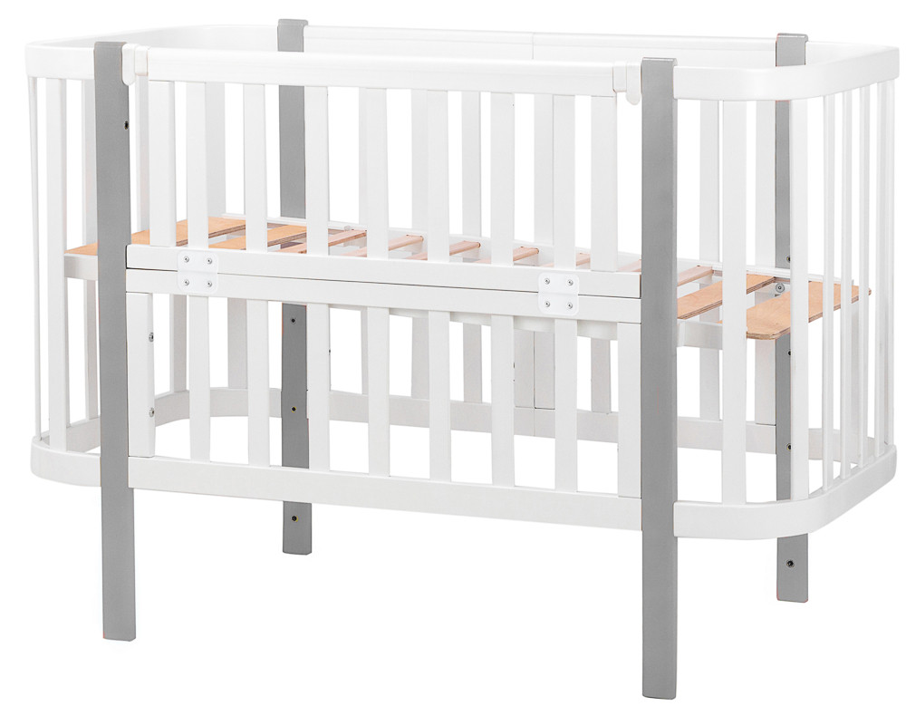 Кровать Babyroom Луна 120x60 белый / серый
