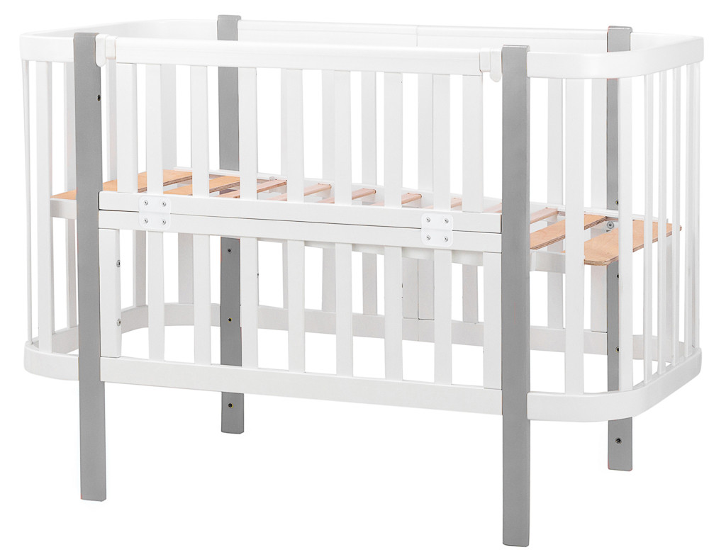 Ліжко Babyroom Місяць 120x60 білий / сірий