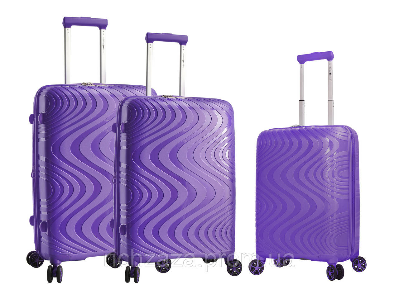 Комплект фиолетовых дорожных  чемоданов (SML) полипропилен на 4 колесах фирма SNOWBALL  Paris 04303