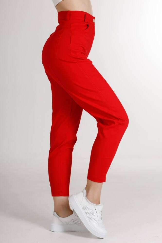 Червоні жіночі штани з високою талією Укорочені літні жіночі штани джогери під ремінь VS 1186