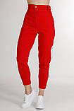 Червоні жіночі штани з високою талією Укорочені літні жіночі штани джогери під ремінь VS 1186, фото 2