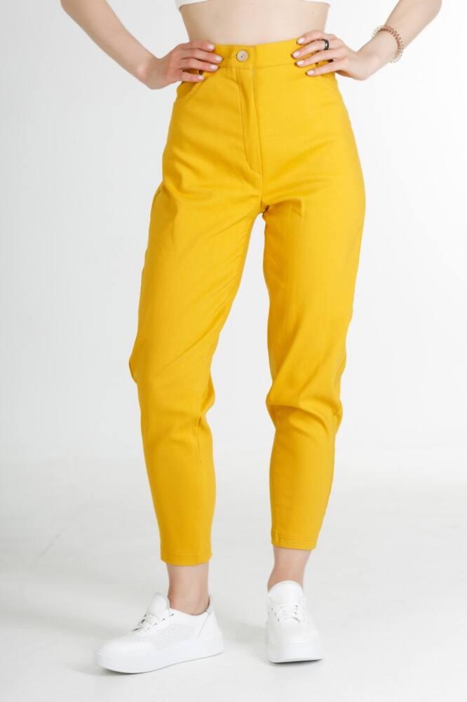 Молодіжні жіночі укорочені штани з високою талією Штани жовті жіночі джогери VS 1186