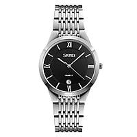 Skmei 9139 серебристые с черным циферблатом мужские часы