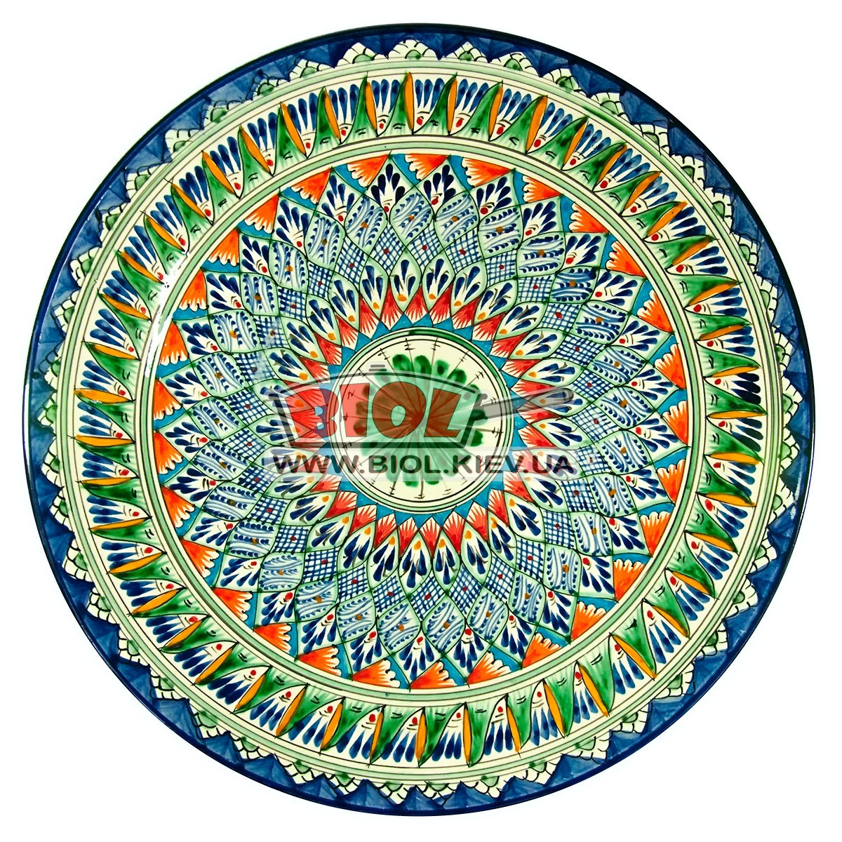 Ляган (узбецька тарілка) 42х5см для подачі плову керамічний (ручна розпис) (варіант 15), фото 1