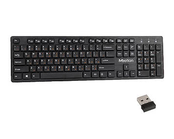 Бездротова клавіатура для комп'ютера та ноутбука Meetion 2.4G Slim Chocolate чорна USB
