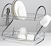 Сушарка для посуду (2 ярусу) з пластиковим підносом 44см*54см*77см А-Плюс 1154, фото 6