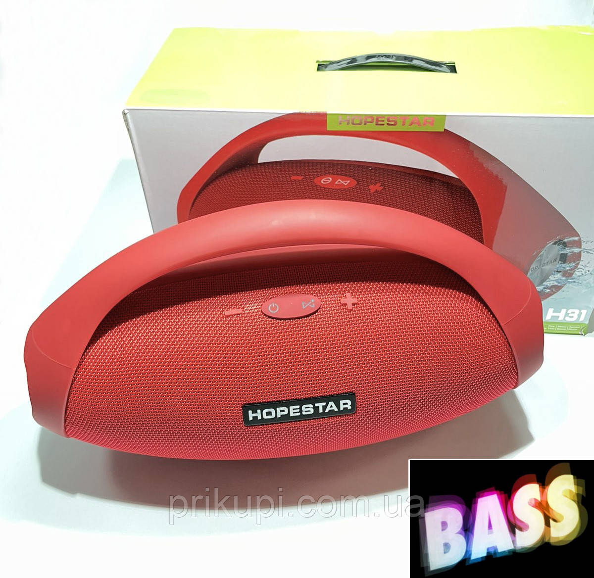 Портативна бездротова Bluetooth-колонка басами Hopestar H31 34 Вт, 6000 mAh, радіо, червона, фото 1