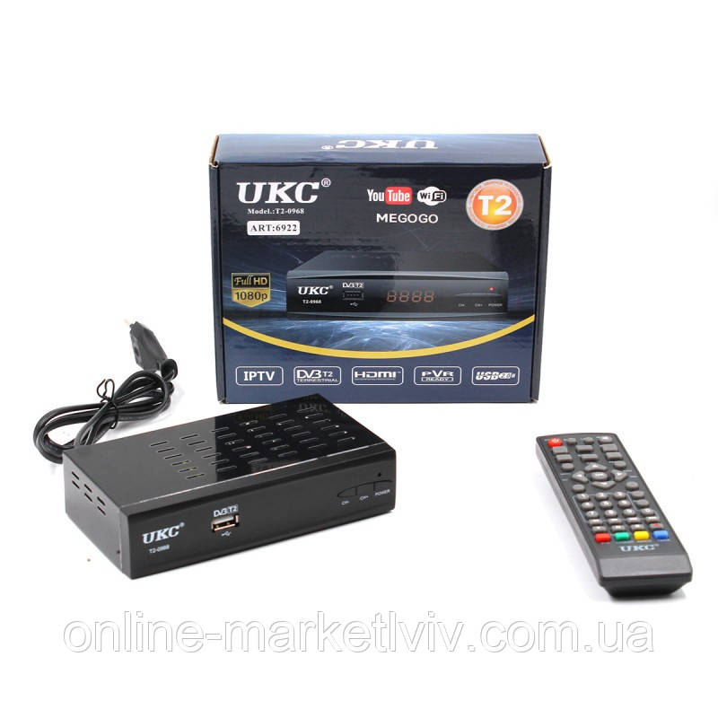 Тюнер з підтримкою wifi адаптера, DVB-T2 0968 METAL / ТВ ресивер з екраном / Цифровий тюнер