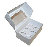 Коробка для 6 кексів, мафінів, капкейків з мелованого картону з вікном 240х180х90 мм, фото 2