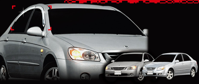 Дефлектори вікон хромовані, вітровики Kia Cerato 2004-2009 (Autoclover)