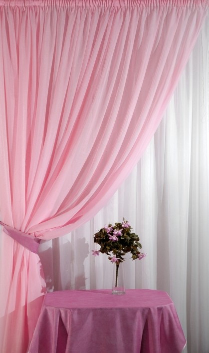 Шторний набір із шифону "Елізабет" — блідо-рожевий