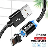 2 метри Магнітний Кабель Marjay iPhone 5 6 7 8 USB 2 A Шнур з Підсвіткою Посилений Круглий, фото 3