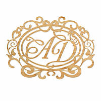 Фамильный Герб 60х40см Свадебные Инициалы из дерева, деревянная монограмма, семейный герб на свадьбу имена