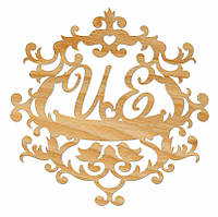 Фамильный Герб 50х50см Свадебные Инициалы из дерева, деревянная монограмма, семейный герб на свадьбу имена