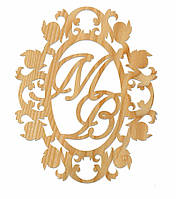 Фамильный Герб 60х50см Свадебные Инициалы из дерева, деревянная монограмма, семейный герб на свадьбу имена
