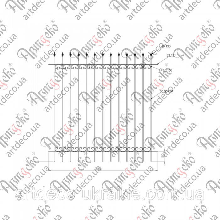 Кована огорожа, секція паркану. Готова Конструкція 1800х2000 БКО-03, фото 1