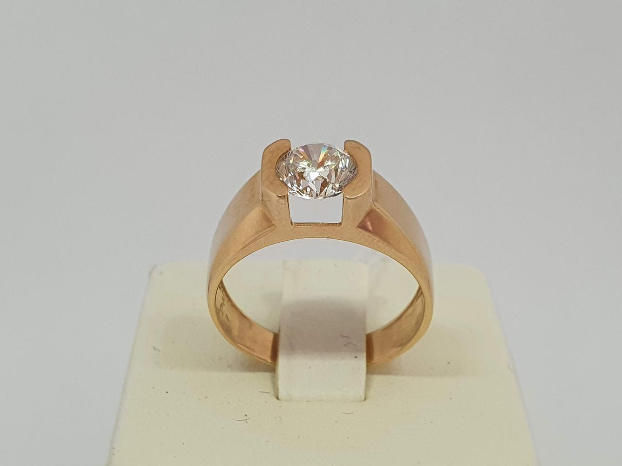 Золоте кільце з фіанітом. 380439 19, фото 1