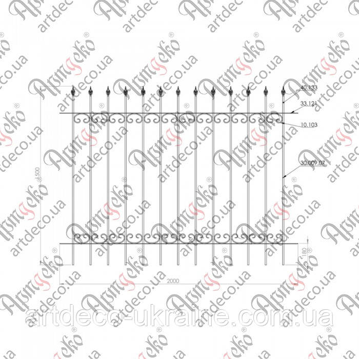 Кована огорожа, секція паркану. Готова Конструкція 1500х2000 БКО-02, фото 1