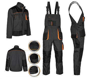 Комплект захисний робочий, спецодяг: куртка і напівкомбінезон, робоча уніформа, роба