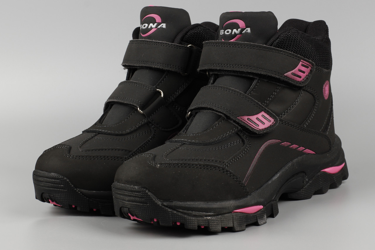 Черевики дитячі зимові шкіряні чорні Bona 858P-9 Бона Розміри 31 32 36