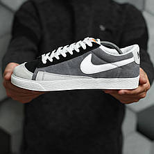 Чоловічі кросівки Найк Nike Blazer Low 77 Vintage Grey Black White, фото 3