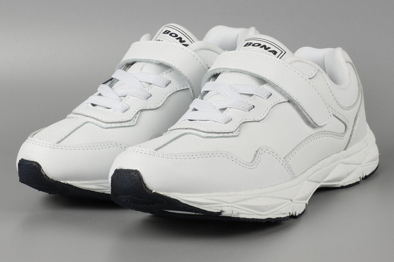 Кросівки дитячі для хлопчика шкіряні білі Bona 849A-11 Бона Розміри 31 32 33