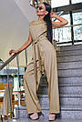 Жіночий комбінезон літній з брюками стильний бежевий модний, фото 4