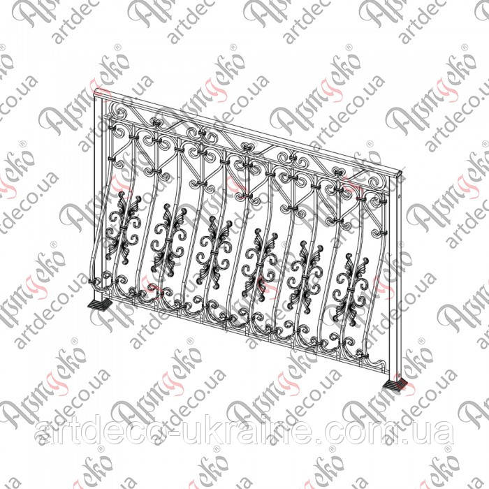 Балконна огорожа 1500х1100. КОМПЛЕКТ ЕЛЕМЕНТІВ, фото 1