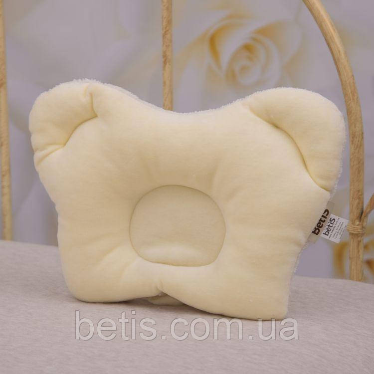 Подушка ортопедична 3 + "Умка"Однотон Молочний Велюр,махра.Наповнювач-аеропух арт.27681899 25*33 см.(р)