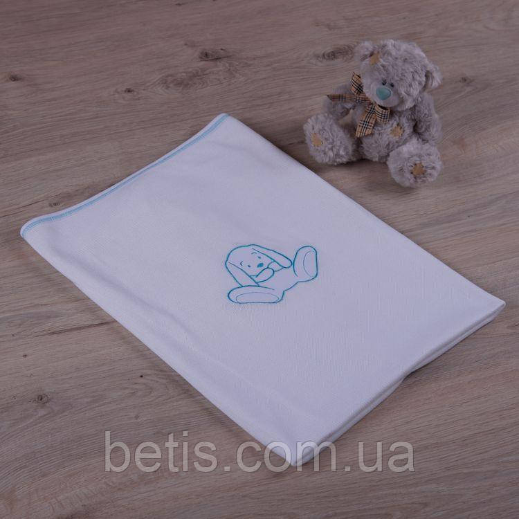 Ковдра "Зайчик" з вишивкою Білий/блакитний В'язка,кулір арт.27075568  85*100 см.(р)