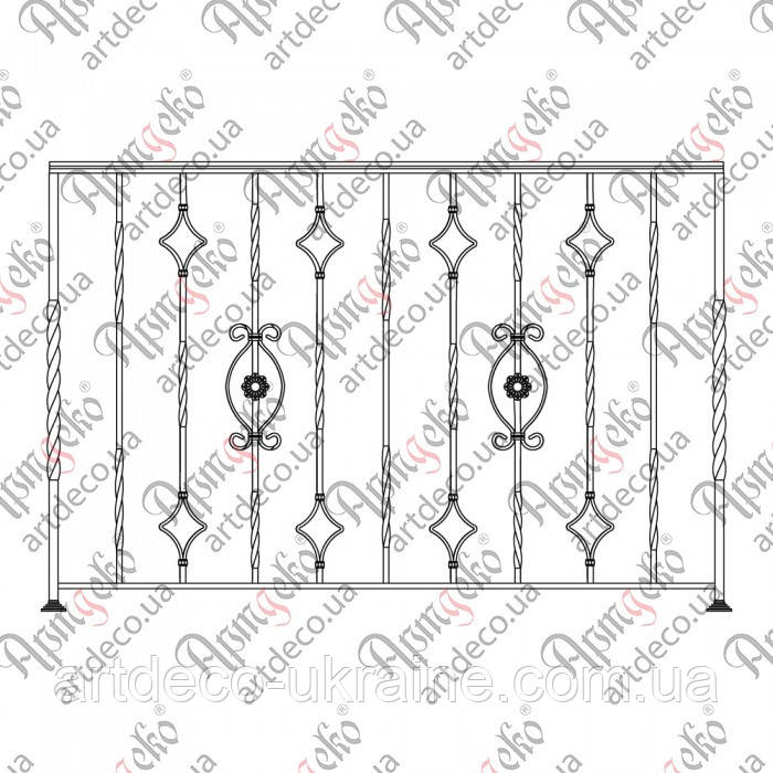 Балконна огорожа 1500х1000. КОМПЛЕКТ ЕЛЕМЕНТІВ, фото 1