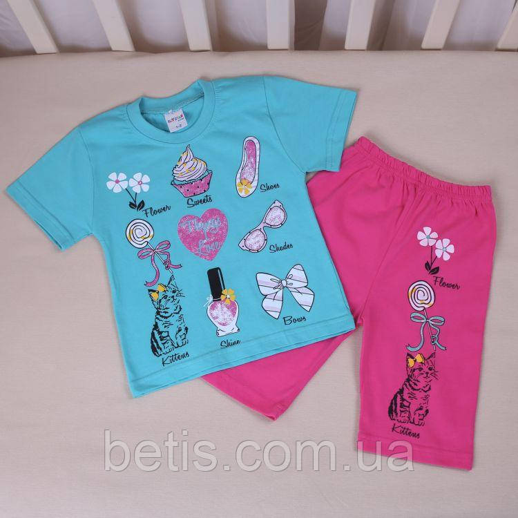 Костюм "Sweets" Дівчинка. Футболка, шорти Бірюзовий Кулір арт.27688400 Elit Star kids Туреччина Розмір 3-4(р)
