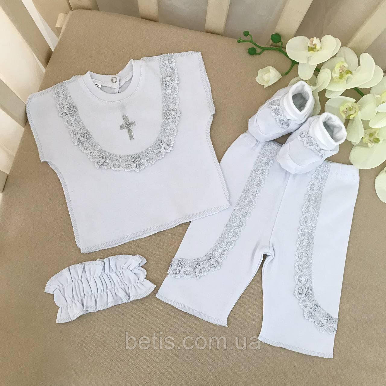 К-м "Святковий" Дівчинка к.р. коф,шт,пов,пін Білий/срібло Інтерлок арт.27068580  Зріст 56-38(р)