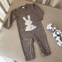 Чоловічок "Хвостик-2" з вишивкою Кавовий В'язане полотно арт.27077965  Зріст 68-44(р)