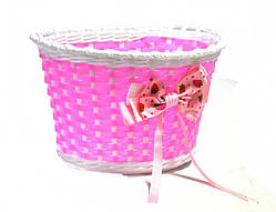 Кошик для дитячого велосипеда плетені, рожева (35008).