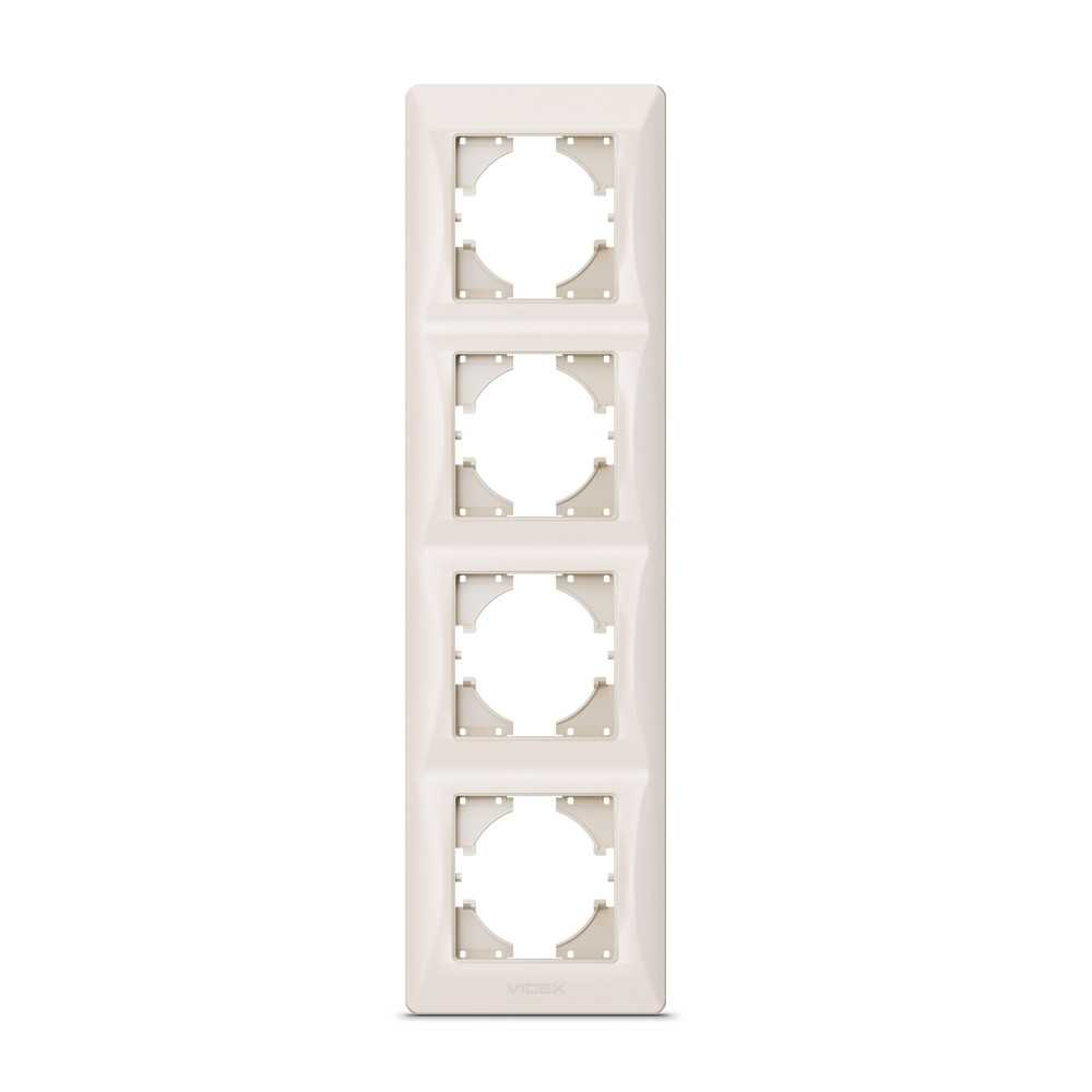 VIDEX BINERA Рамка кремова 4 місця вертикальна, фото 1