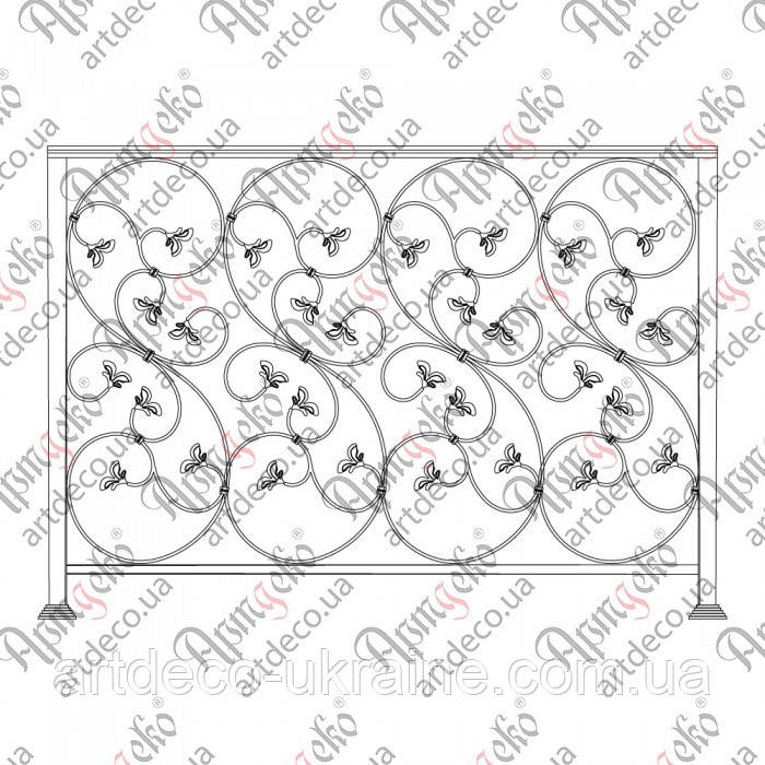 Балконна огорожа 1480х1000.(БО-61). КОМПЛЕКТ ЕЛЕМЕНТІВ, фото 1
