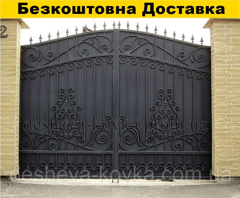 Елітні ковані ворота з листочками, фото 1