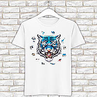 Футболка з новорічним принтом "Синій тигр. Силуети тварин" Push IT
