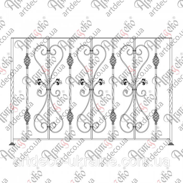 Балконна огорожа 1500х1000. КОМПЛЕКТ ЕЛЕМЕНТІВ, фото 1