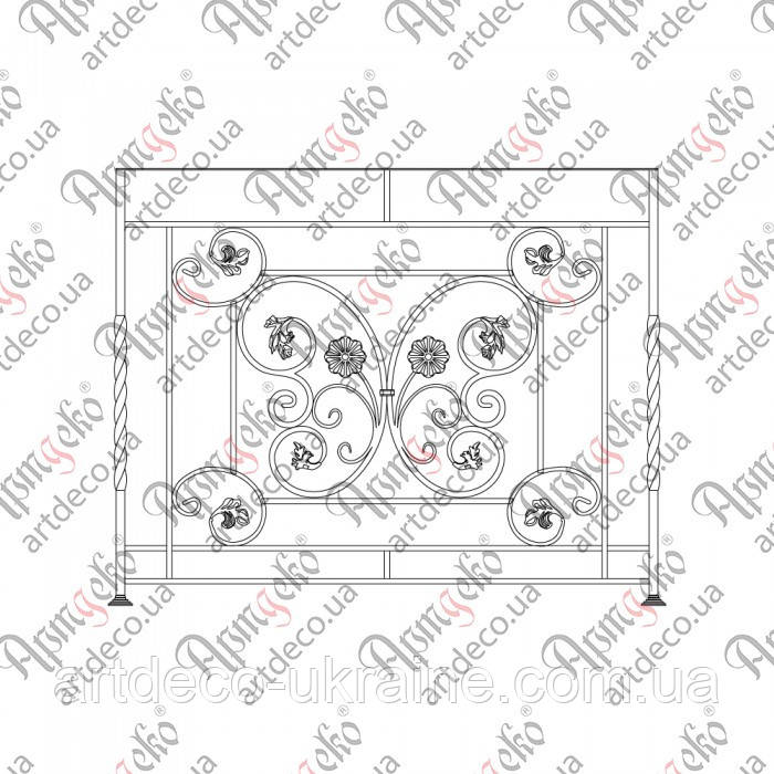 Балконна огорожа 1240х1000. КОМПЛЕКТ ЕЛЕМЕНТІВ, фото 1