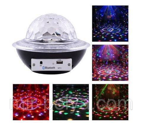 Диско лазер CY-6740 UFO Bluetooth crystal Magic Ball, 220V, колонка MP3 плеєр. пульт Д/У