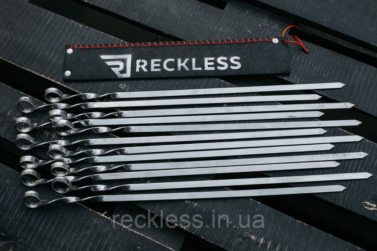 Набір шампурів із неіржавкої сталі 12 шт. у сагайді 570х12х3мм Reckless