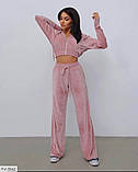 Модний велюровий костюм з укороченою кофтою і широкими брюками, фото 4