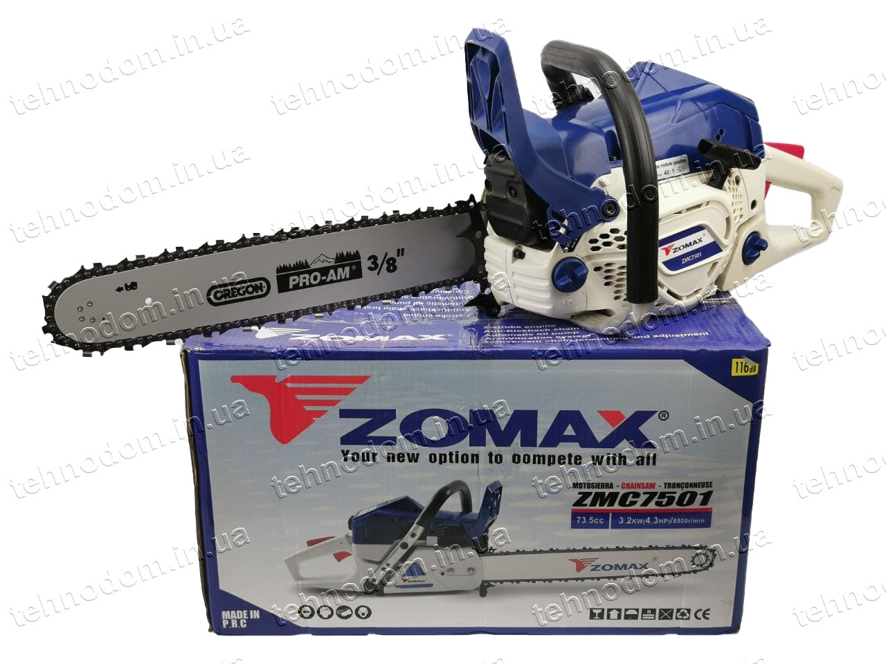 Бензопила Zomax ZMС 7501 (4.35 л. с., шина 45 см, профі серія), фото 1