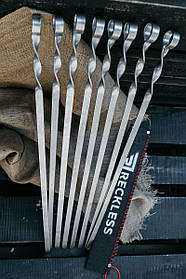 Шампур плоский для Люля кебаб 700*3*15 мм набір 8 шт в чохлі сагайдак