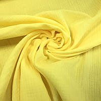 Ткань муслин жатый двухслойный, ярко-желтый (шир. 1,35м) (MS-JAT-2-0039)